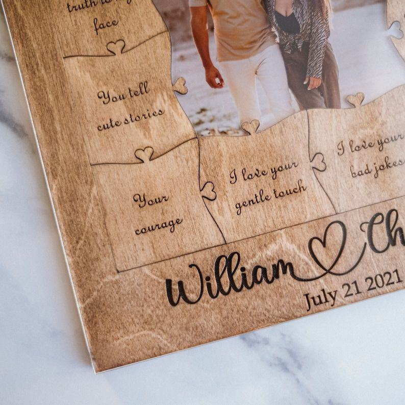 12 reasons why i love you, Personalized Wooden Puzzle Birthday Gift for Her Anniversary Gift for Boyfriend Custom Valentines Gift for Him