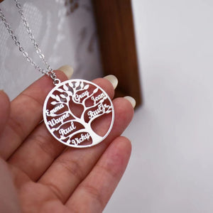 Engraved Family Name Necklace Personalized Name Necklace Tree of Life Necklace Multiple Names Necklace Gift for Family Gift for Mom