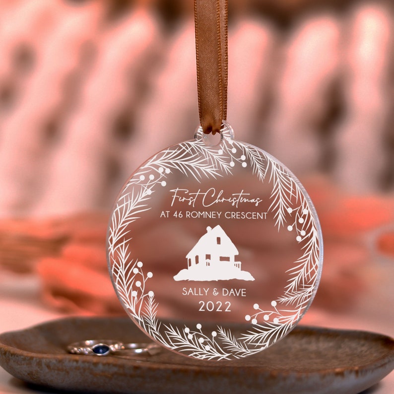 First Christmas New Home Gift Bauble, Personalised In Our First Home Christmas Ornament, First Christmas New House Decoration Couple Gift