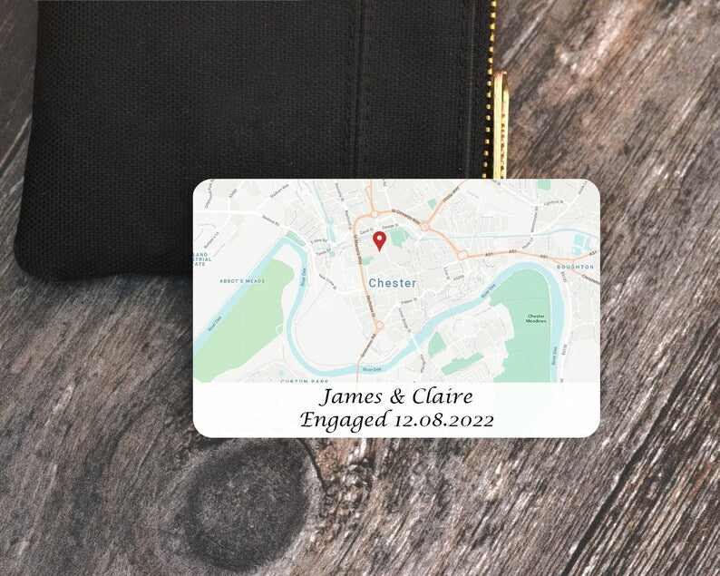 Personalised Map Wallet Card, Custom Metal Wallet Insert, Valentine's Day Gift for Boyfriend Girlfriend, Anniversary Gift for Husband Wife