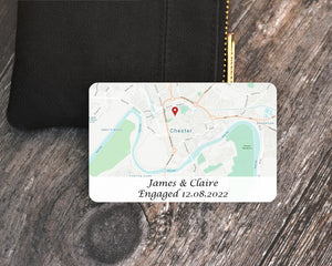 Personalised Map Wallet Card, Custom Metal Wallet Insert, Valentine's Day Gift for Boyfriend Girlfriend, Anniversary Gift for Husband Wife