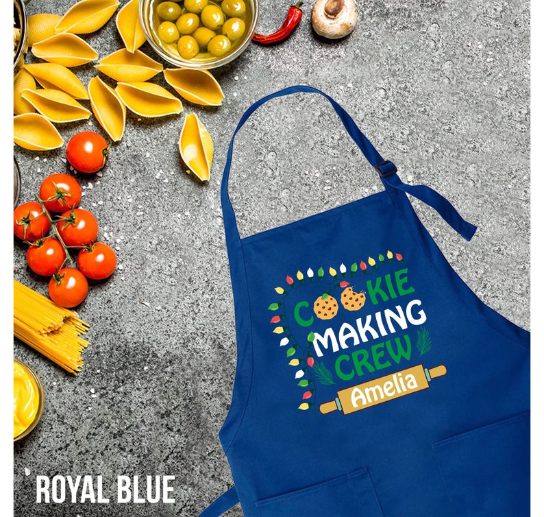 Personalized Cookie Making Crew Apron, Christmas Apron, Christmas Lights Apron, Cookie Apron, Christmas Gift, Christmas cookie apron