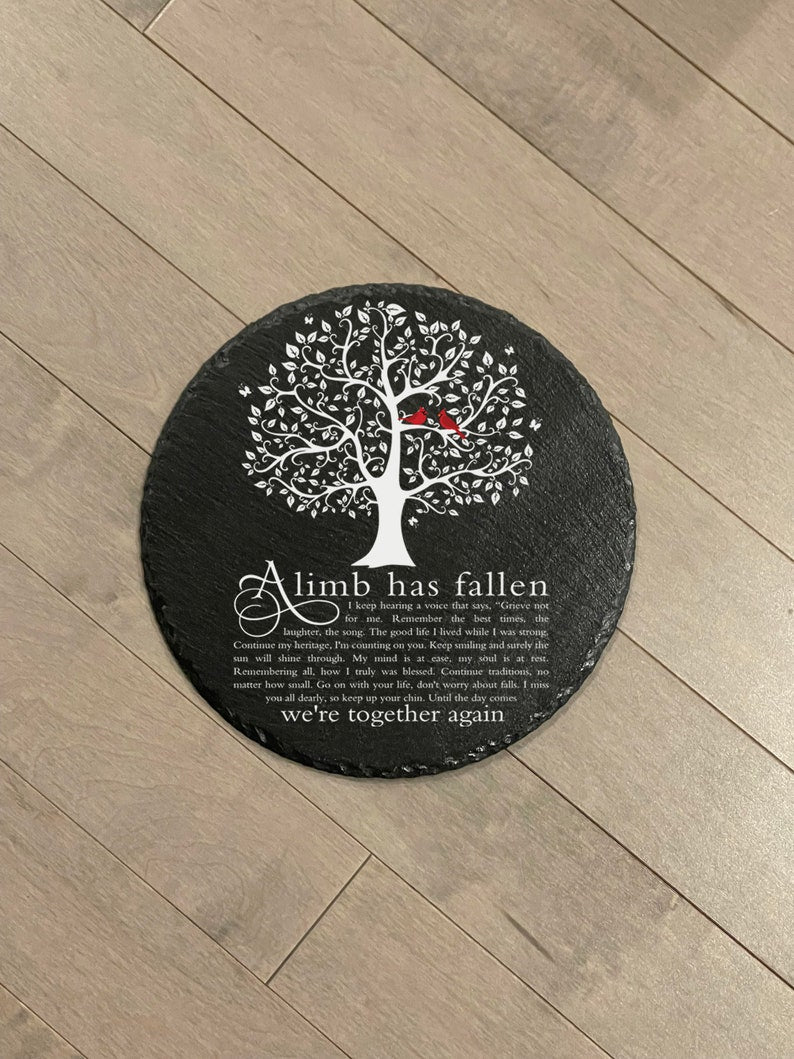 Personalized Memorial Garden Stone Custom Slate Remembrance Stone with Poem Heart or Round Outdoor Tribute