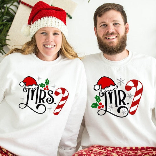 Christmas Mr & Mrs Sweatshirt, Winter Wedding Shirt, 2022 Christmas Husband Wife Shirt, Matching Family Shirt, Christmas Couple Sweatshirt