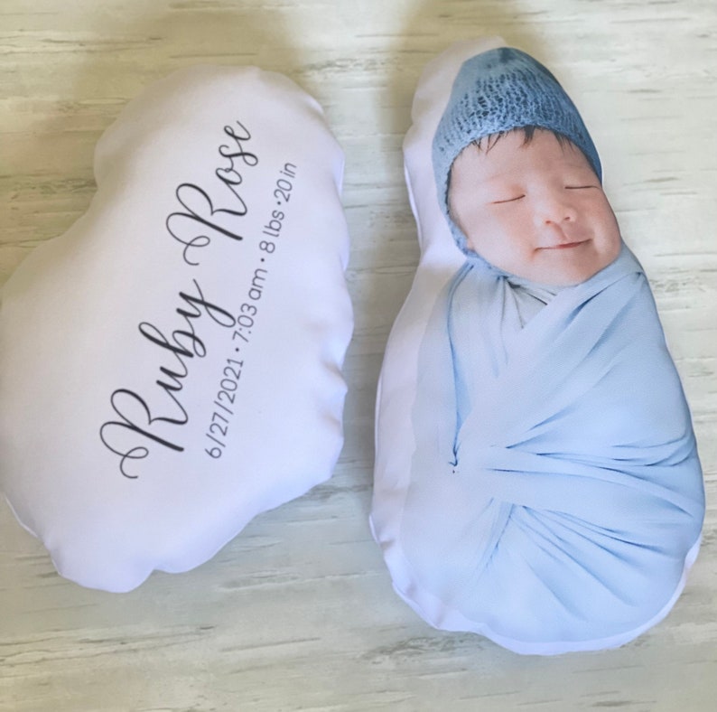 Custom Life-Size Baby Pillow Keepsake with Picture, Personalized Photo 1:1 scale newborn pillow
