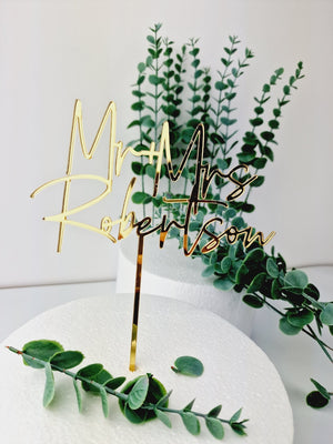 Gold wedding cake topper, Custom wedding cake topper, Mr and Mrs cake topper, cake toppers for wedding, wedding favors, wedding decor