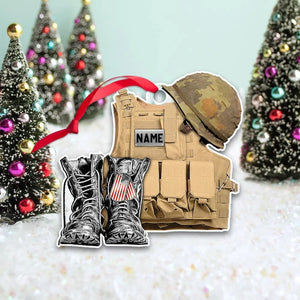 Personalized Ornament Military Veteran Uniform Tactical Combat Vest Combat Boots Helmet Double Sides Acrylic Ornament For Military Veteran
