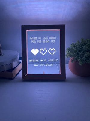 8 Bit Heart Night Light - Gamer Heart Gifts - Retro Night light - Anniversary Gift - Saved My Last Heart - Wedding Gift - 8 Bit Light