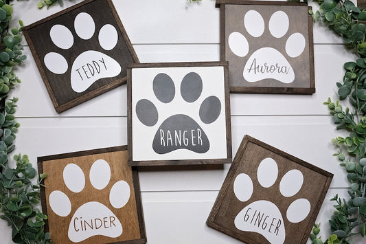 Personalized Paw Print Wood Sign | Pet Name Sign | Custom Pet Name | Rustic Dog Sign | Dog Sign