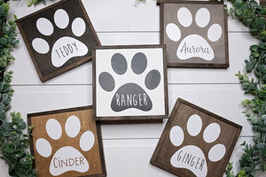 Personalized Paw Print Wood Sign | Pet Name Sign | Custom Pet Name | Rustic Dog Sign | Dog Sign