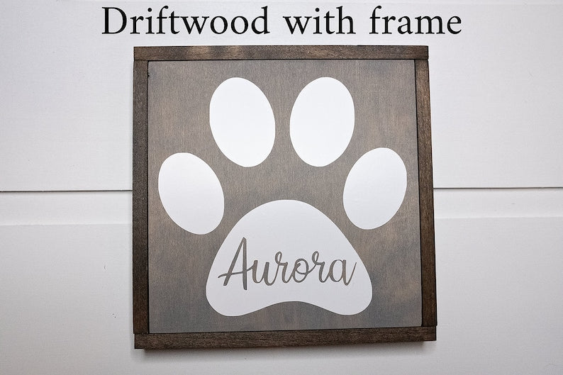 Personalized Paw Print Wood Sign | Pet Name Sign | Custom Pet Name | Rustic Dog Sign | Dog Sign