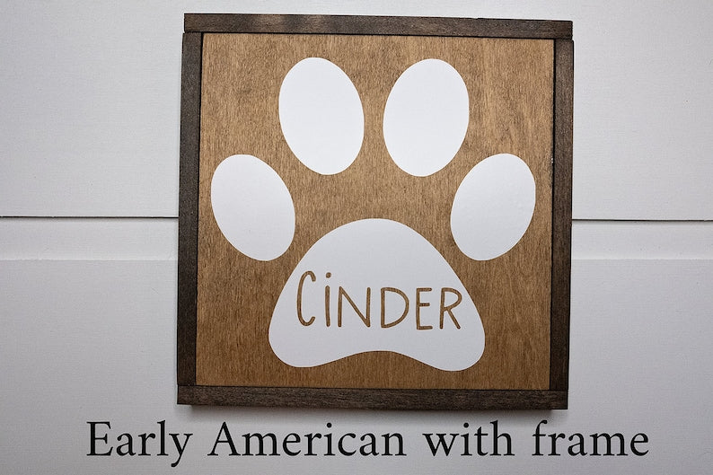 Personalized Paw Print Wood Sign | Pet Name Sign | Custom Pet Name | Rustic Dog Sign | Dog Sign