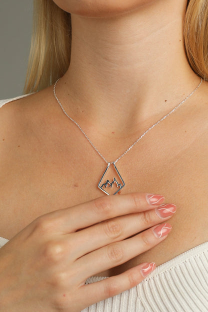 Ring Holder Necklace White Gold Mountain Ring holder Necklace Solid Gold or Silver Dainty Ring Keeper Pendant Ring Holder Necklace
