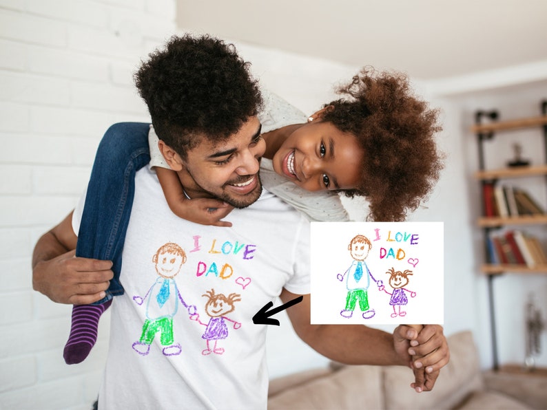 Custom Dad Shirt With Kids Drawing | Kids Drawing on a Shirt | Dad Shirt With Kids Art | Personalized Shirt For Dad | Father's Day Shirt