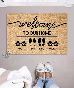 Custom Family & Pet Name Welcome Mat | Custom Names Doormat | Welcome Mat | Housewarming Gift | Pet Lover Gift | New Home Closing Gift