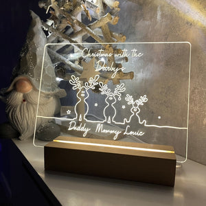 Christmas Light Up Illuminated Reindeer Acrylic Display Name Family Kids Personalised Gift Personalised