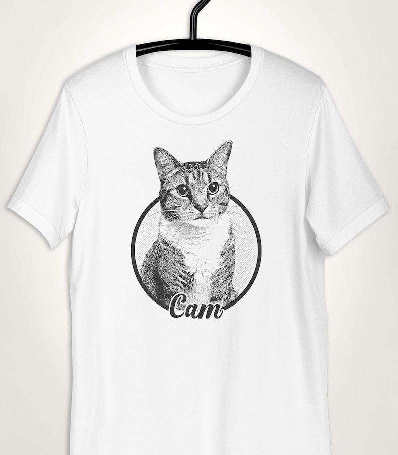 Personalized cat photo t Shirt perfect gift for cat owners unique pet loss tribute shirt custom cat portrait apparel Personalized shirt Cat Lovers Mother's Day Gift For Cat Mom