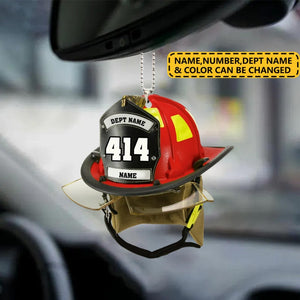 Personalized Firefighter Helmet Flat Ornament, Custom Firefighter Helmet Ornament, Firefighter Gift, Funny Fireman Gift