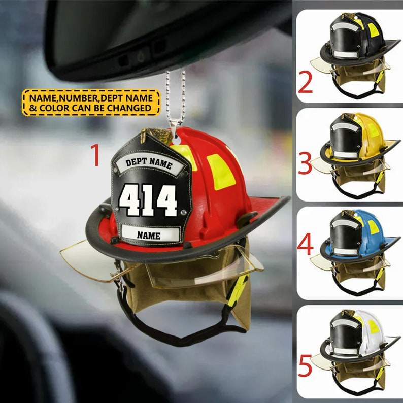 custom firefighter motorcycle helmets Personalized Firefighter Helmet Flat Ornament, Custom Firefighter Helmet Ornament, Firefighter Gift, Funny Fireman Gift