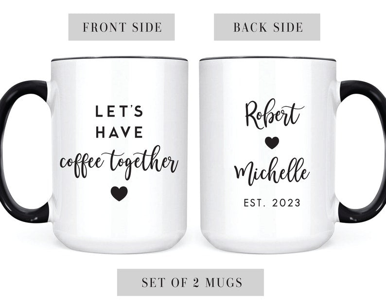 Mr Mrs Mugs, Custom Couple Coffee Mug Set, Unique Wedding Gift, His and Hers Gift, Coffee Lovers, Engagement Bride and Groom Christmas Gift