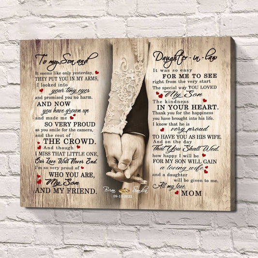 Son And Daughter In Law Wedding Gift From Mother Of The Groom, Gift For Son On Wedding Day, Bridal Shower Gift For Bride From Mother In Law