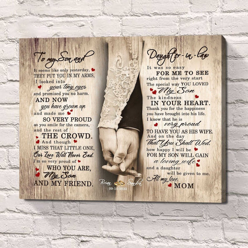 Son And Daughter In Law Wedding Gift From Mother Of The Groom, Gift For Son On Wedding Day, Bridal Shower Gift For Bride From Mother In Law