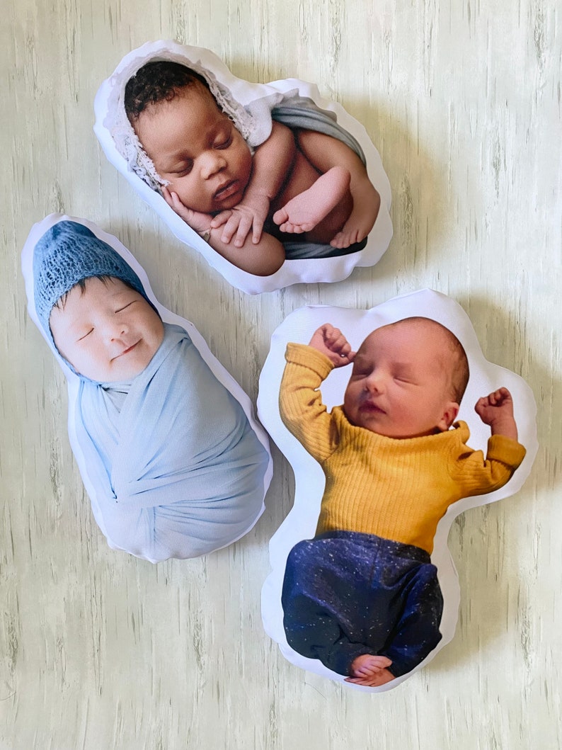 Custom Life-Size Baby Pillow Keepsake with Picture, Personalized Photo 1:1 scale newborn pillow