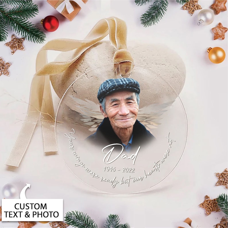 Personalized Memorial Ornament, Memorial Photo Christmas Ornament, Loss of Father Gift, Dad Memorial Gift, Sympathy Gift, Remembrance Gift