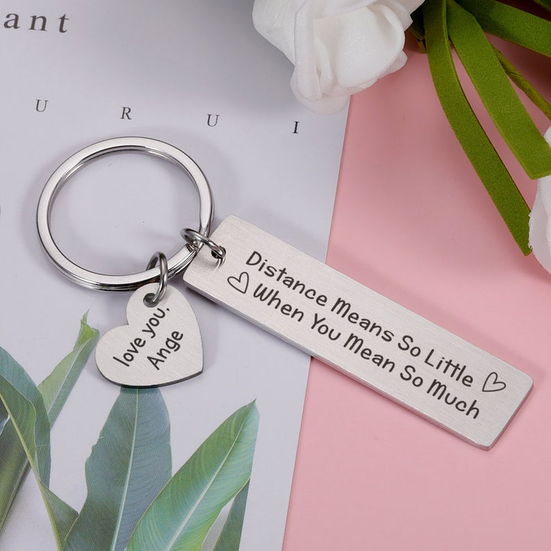 Long Distance Relationship Gift,Custom Couple Keychains, Distance