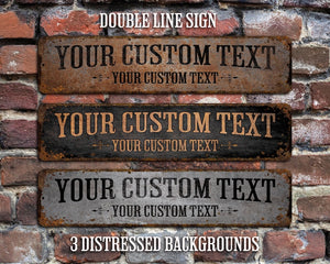 Double Line Sign, Rusty Street Sign, Custom Door Sign, Personalized fence Sign