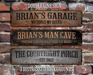 Double Line Sign, Rusty Street Sign, Custom Door Sign, Personalized fence Sign