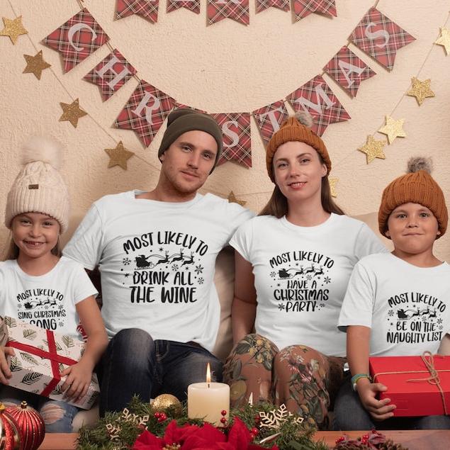 Most Likely to Christmas Bundle, Family Christmas, Xmas Matching Tee, Funny Christmas T-Shirts