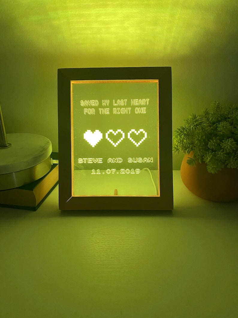 8 Bit Heart Night Light - Gamer Heart Gifts - Retro Night light - Anniversary Gift - Saved My Last Heart - Wedding Gift - 8 Bit Light