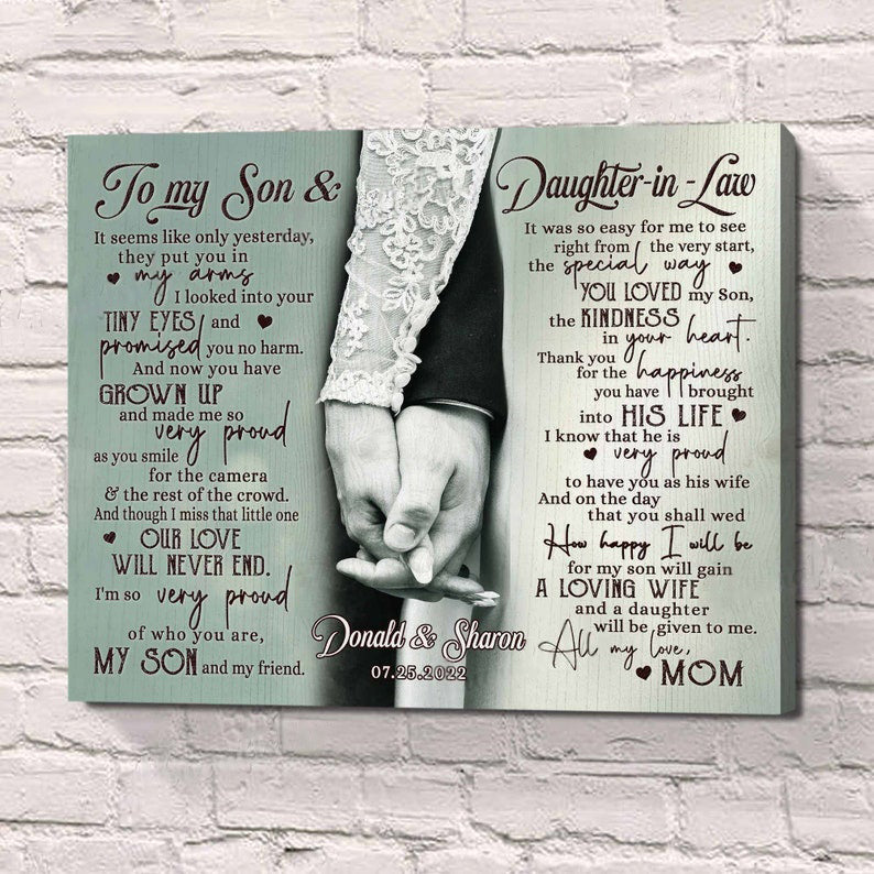 Wedding Gifts For Son And Daughter In Law, Personalized Canvas Gift For Son Wedding Gift From Mother Of The Groom, Gift For Son On His Wedding Day