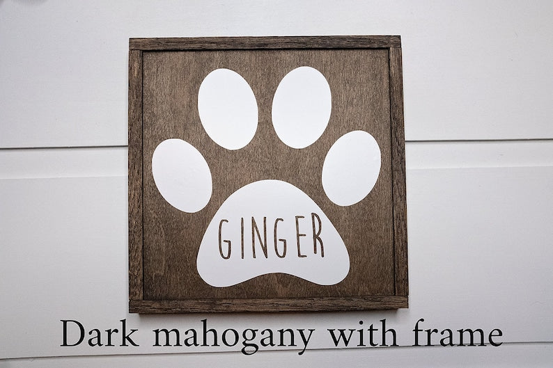 Personalized Paw Print Wood Sign | Pet Name Sign | Custom Pet Name | Rustic Dog Sign | Dog Sign