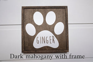 Personalized Paw Print Wood Sign | Pet Name Sign | Custom Pet Name | Rustic Dog Sign | Dog Sign