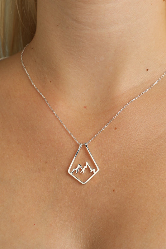 Ring Holder Necklace White Gold Mountain Ring holder Necklace Solid Gold or Silver Dainty Ring Keeper Pendant Ring Holder Necklace