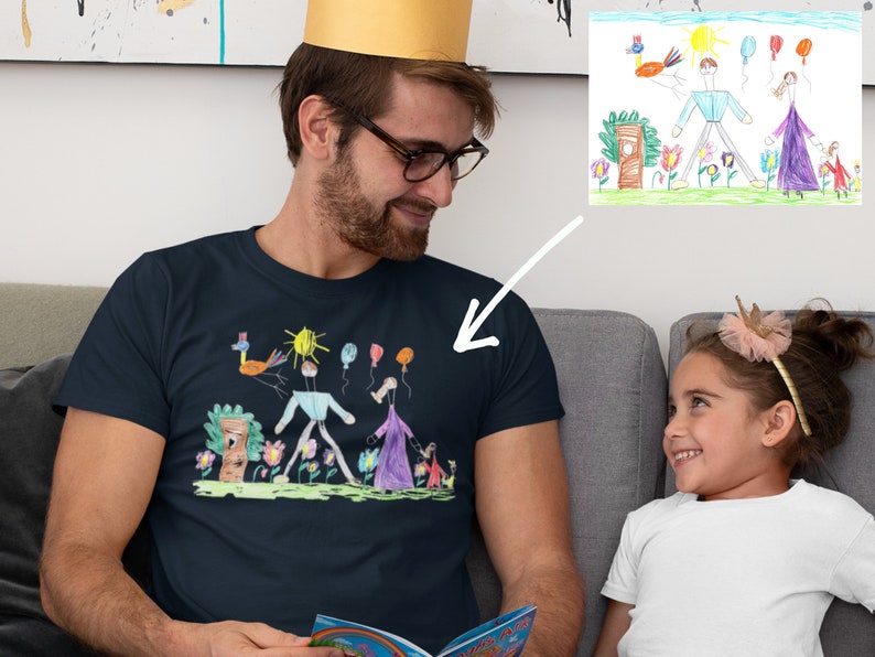 Custom Dad Shirt With Kids Drawing | Kids Drawing on a Shirt | Dad Shirt With Kids Art | Personalized Shirt For Dad | Father's Day Shirt