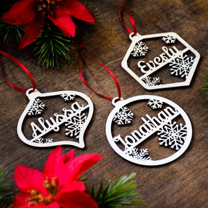 Personalized Christmas Wood Ornament |Custom name Ornament | Laser Cut Gift Tag | Laser Cut Name Bauble