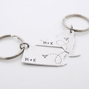 Long distance state keychain gift, USA state to state