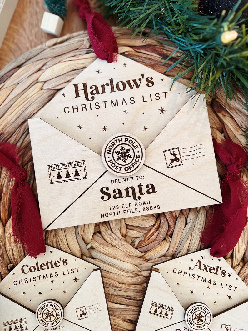 Letter To Santa Ornament, Personalized Christmas List Ornament, Letter to Santa Wall Hanger