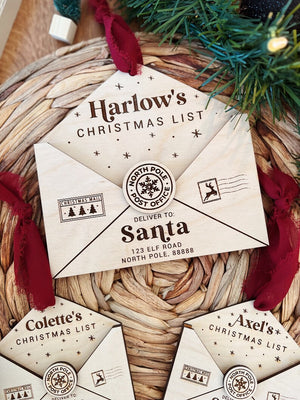 Letter To Santa Ornament, Personalized Christmas List Ornament, Letter to Santa Wall Hanger