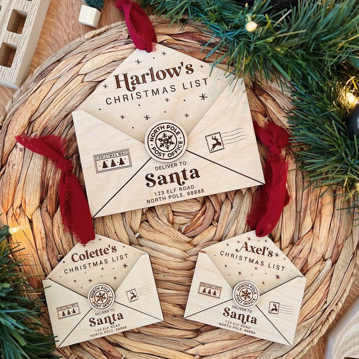 Letter To Santa Ornament, Personalized Christmas List Ornament, Letter to Santa Wall Hanger