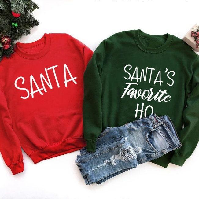 Christmas Couple Sweaters set, Couples Winter Sweatshirts, Funny Christmas Sweater, Christmas Jumper, Hubby Wifey Sweater, Xmas Gift