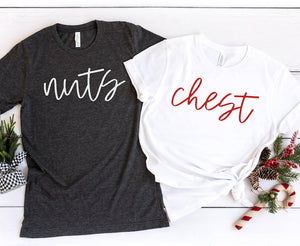 Funny Couples Christmas Sweatshirt: Chest And Nuts Matching Holiday Shirt