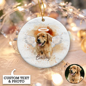 Personalized Pet Memorial Photo Ornament, Pet Loss Gifts, Christmas Dog Memorial Ornament, Dog Memorial Gift, Angel Dog with Wings Ornament