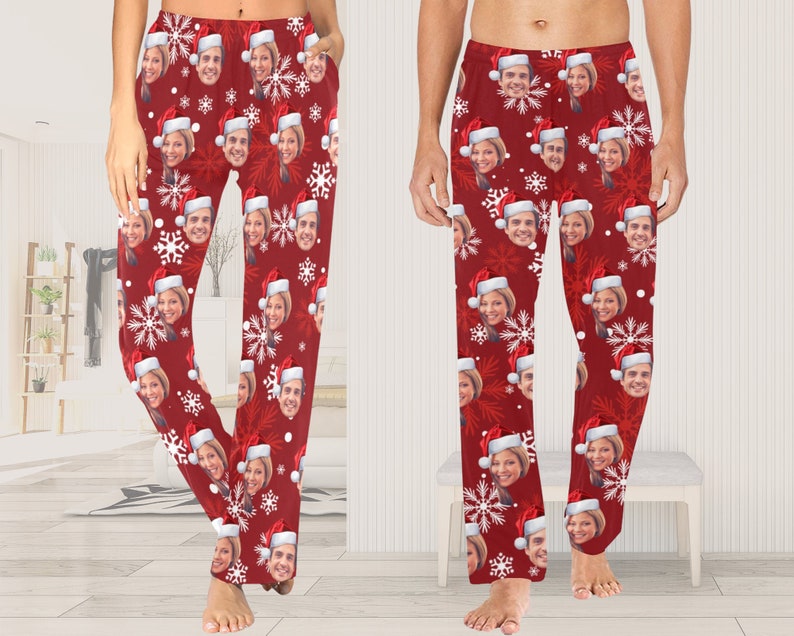 Custom Christmas Pajama Pants,Family Christmas Pajamas,Matching Holiday Pajamas,Photo Pajamas Gift for Family,Couple,Him,Her