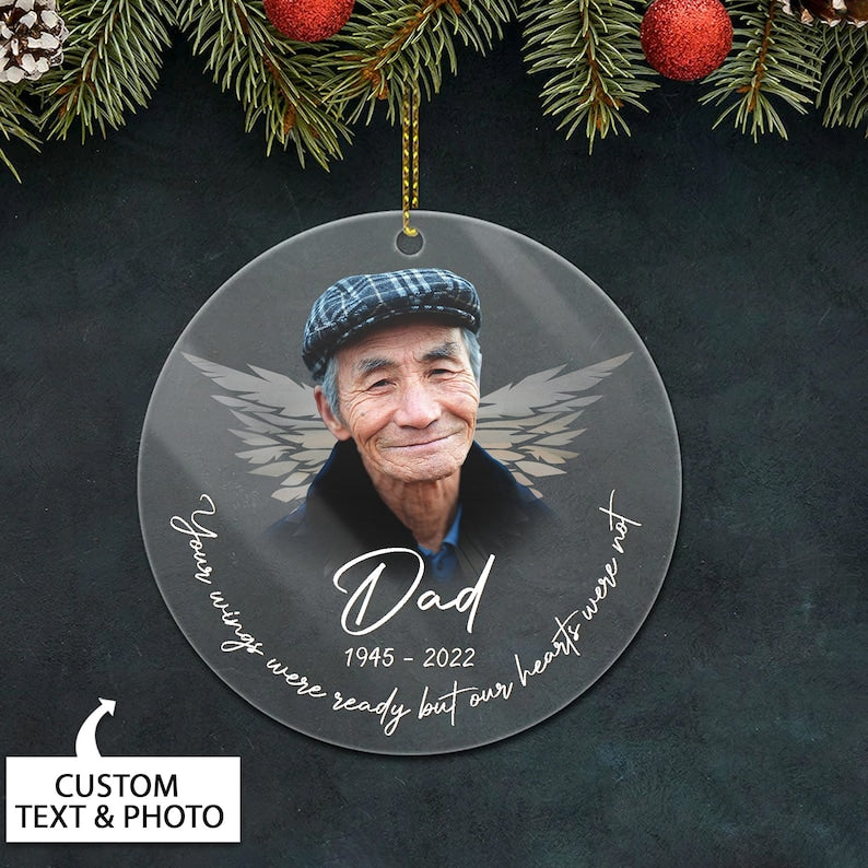 Personalized Memorial Ornament, Memorial Photo Christmas Ornament, Loss of Father Gift, Dad Memorial Gift, Sympathy Gift, Remembrance Gift