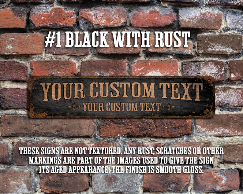 Double Line Sign, Rusty Street Sign, Custom Door Sign, Personalized fence Sign