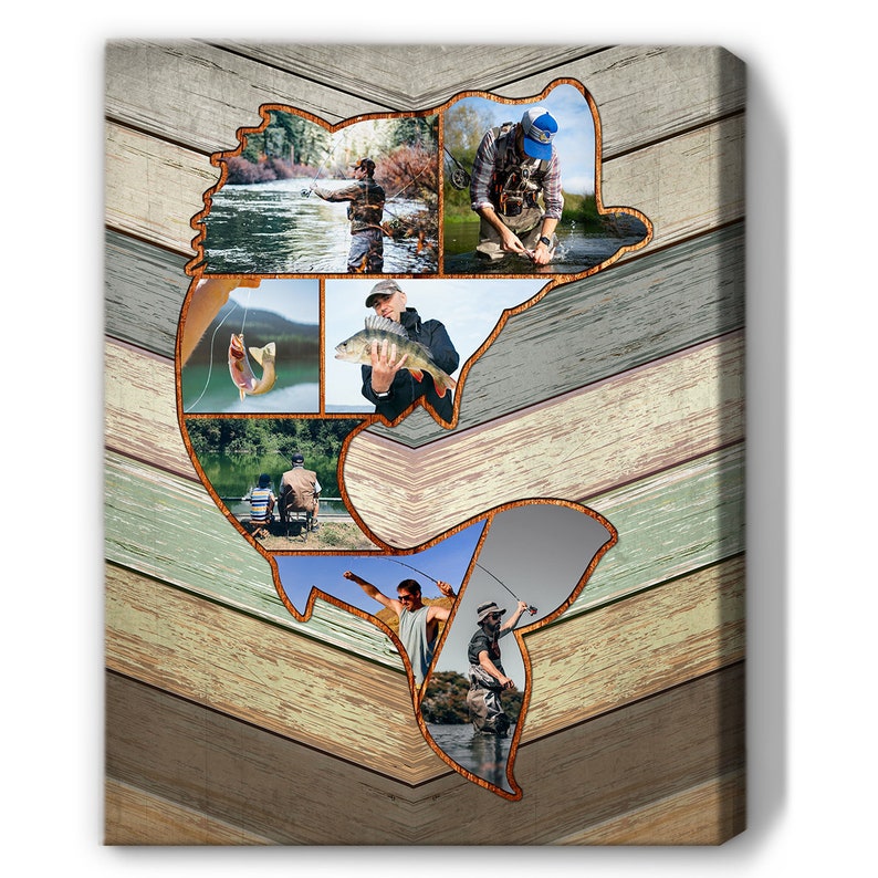 Personalized Fishing Memories | Custom Fishing Collage Canvas, Fishing Dad, Gift for Dad,Bass Fishing Gift, Best Gift For Fishing Men